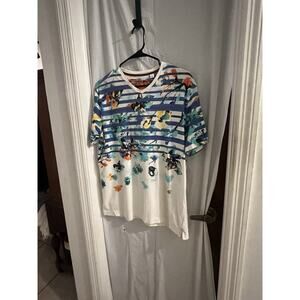 Robert Graham Women’s Multicolor V Neck Floral Tee Sz L Art To Wear